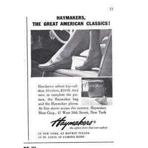 Haymakers Sofest Shoes New York Handbags 1950s Vintage Print Ad